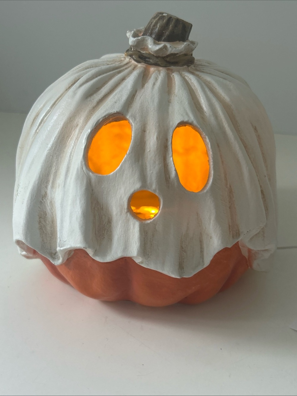 Halloween Pumpkin Jack O’ Lantern Ghost Light Up Decor Toil & Trouble 7.5” NEW - Picture 15 of 16